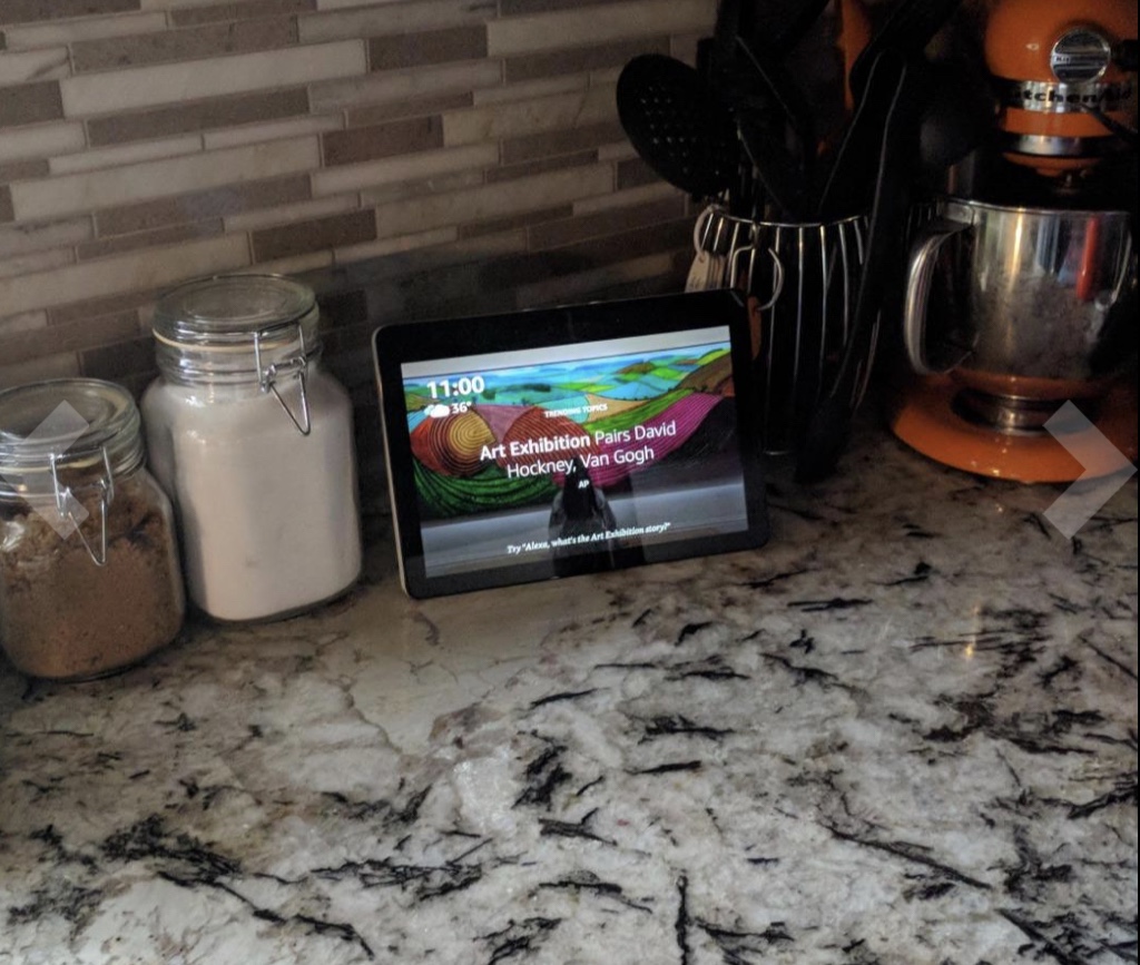 Echo show on Countertop in kitchen